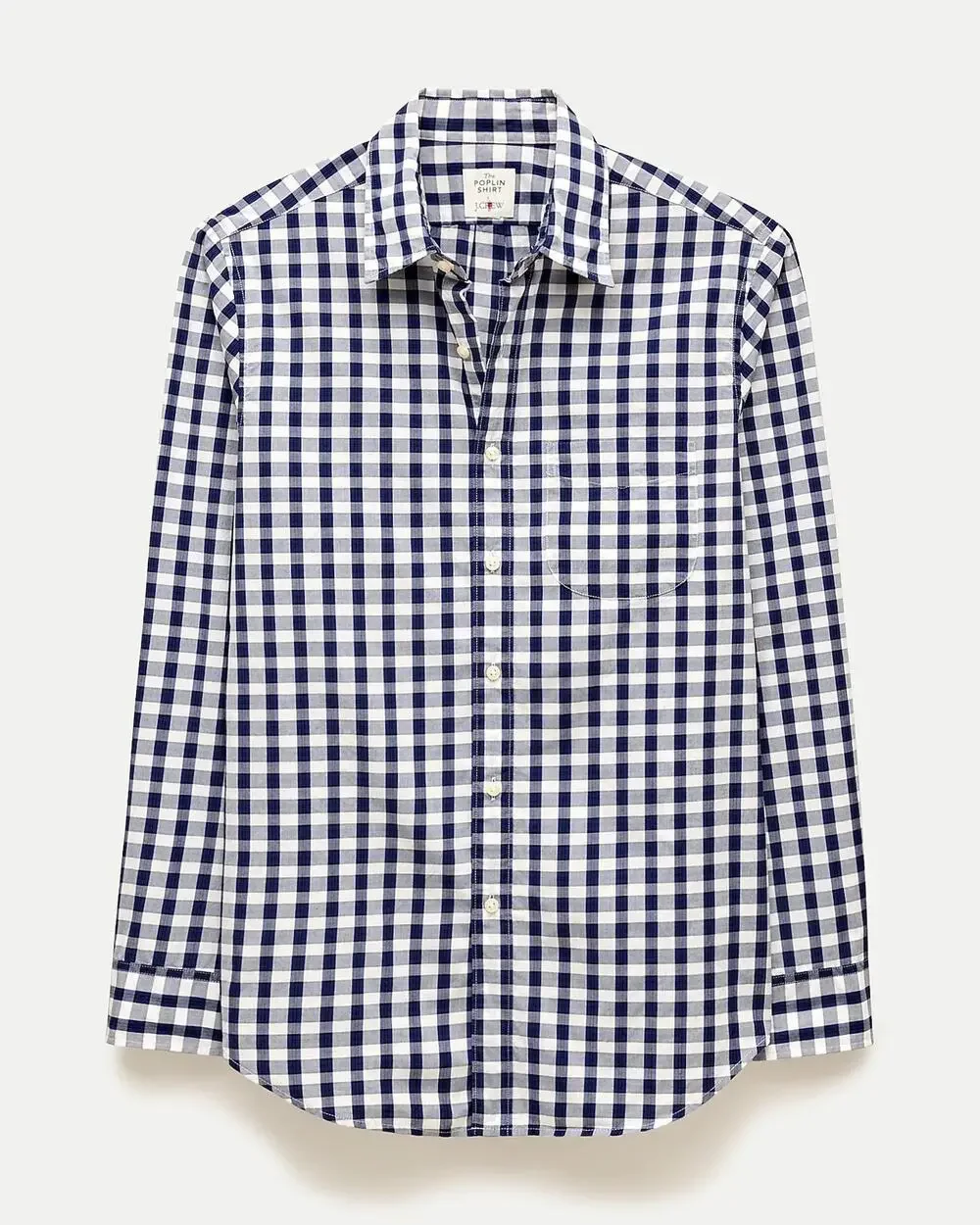 J. Crew | White/Blue Poplin Gingham 2-Ply 100% Cotton Preppy Button Down Shirt